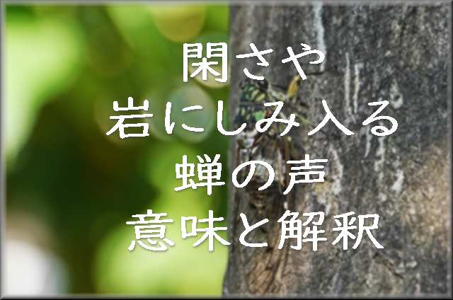 閑さや岩にしみ入る蝉の声 松尾芭蕉作の意味と現代語訳