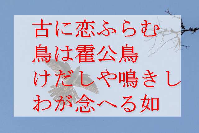 古に恋ふらむ鳥は霍公鳥けだしや鳴きしわが念へる如 額田王